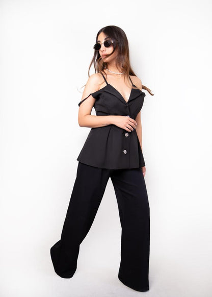 Noir Chic Strap Top