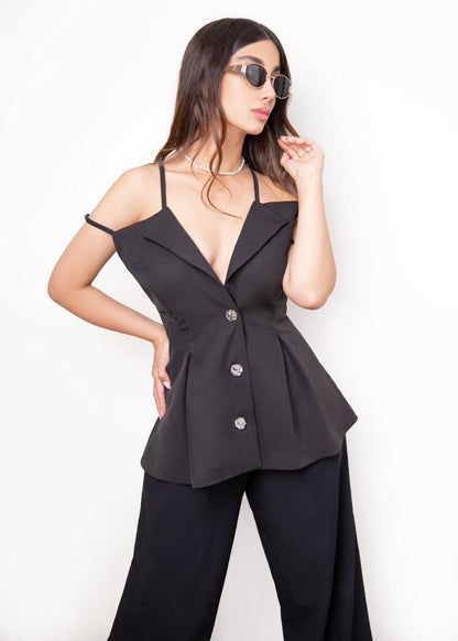 Noir Chic Strap Top