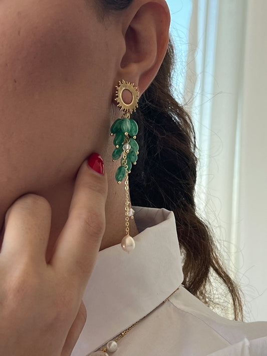 Long jade earrings