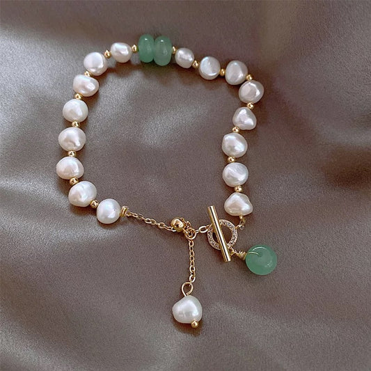 Pearl and jade bracelet