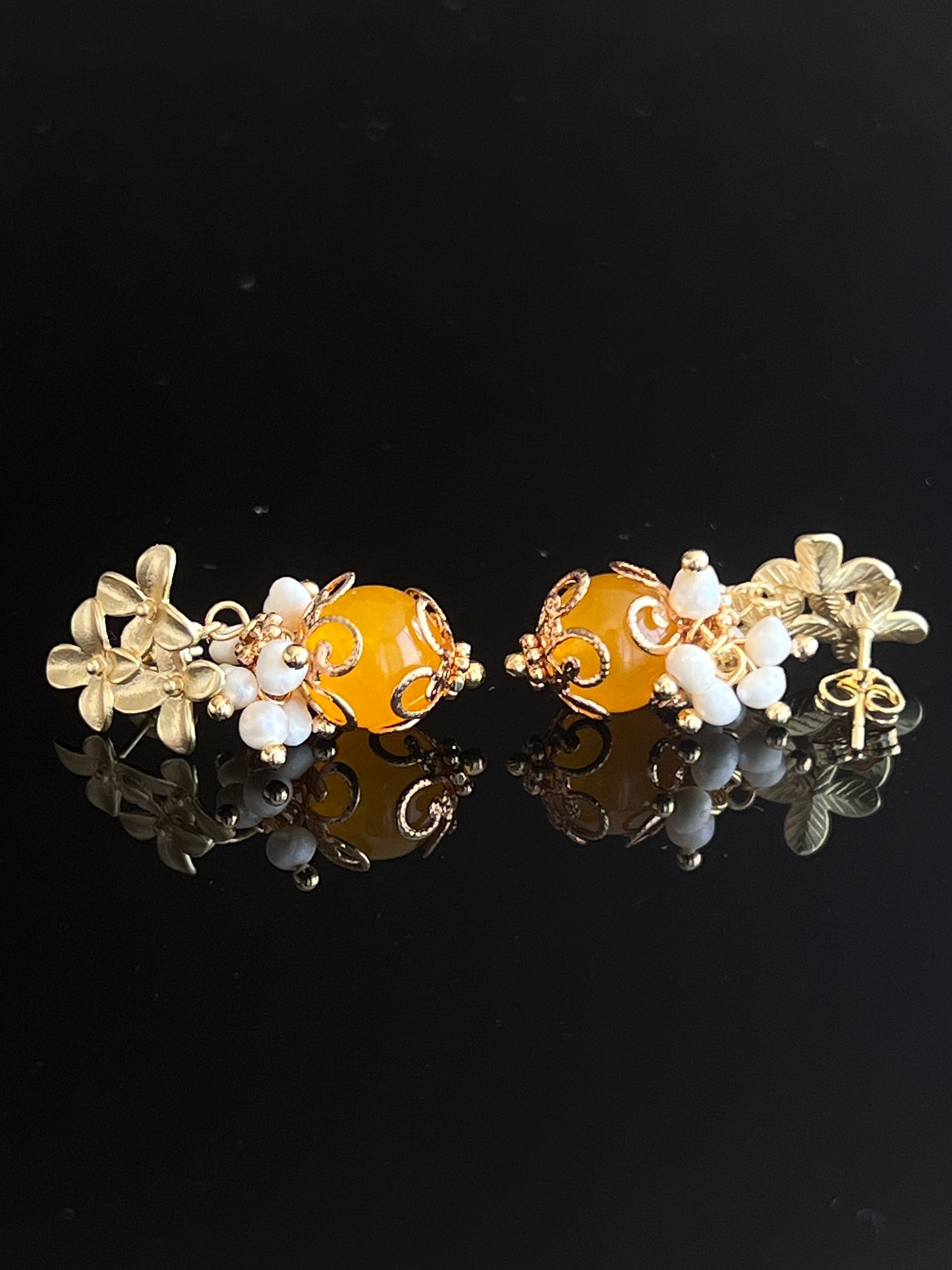 Yellow jade earrings