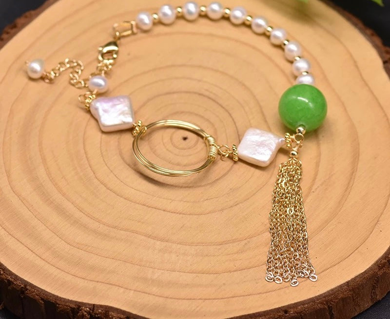 Jade tassel bracelet